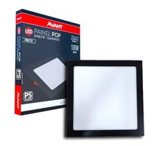 Painel Led Plafon Embutir 18w Quadrado Preto 6500K Fria