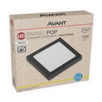 Painel Led Pop Quadrado Sobrepor Avant 18W 3000K Preto