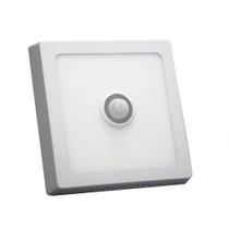 Painel LED Sobrepor 6W Quadrado Branco Frio 6000K com Sensor de Presença Noturna