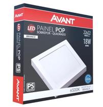 Painel Led Sobrepor Quadrado 18w 22x22cm 6500k Bivolt Avant