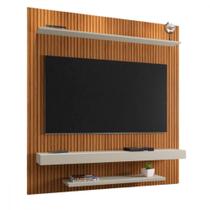 Painel Leme Tv Até 60 Polegadas Pintura Ripado Bechara Off White Com Natural - BECHARA MÓVEIS