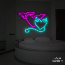 painel letreiro led Neon Bem e o Mal decoracao festa bar