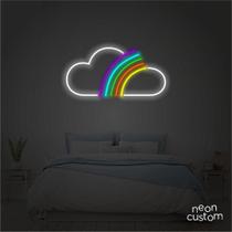 painel letreiro led Neon Nuvem Arco-íris decoracao festa bar
