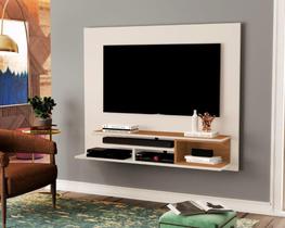 Painel LON 1.25m Para TV até 40'' Com Nichos Para Aparelhos Eletronicos Cor Off White/Nature