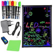 Painel Lousa Letreiro LED 58x38cm Neon Com 8 Caneta Fluorescentes desenha neon Alto Brilho SC1406 - Lelong