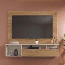Painel Luci Nichos Decorativos 136cm para TV até 55 com Porta Basculante MDP Buriti/OffWhite G11 Gran Belo