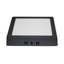 Painel Luminária Teto de Sobrepor LED Quadrado 12W 163x163x24mm Preto - Blumenau