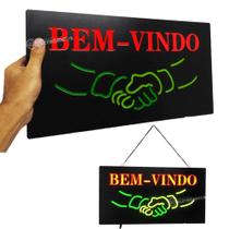 Painel Luminoso Bem Vindo Neon Placa Led Letreiro Comercios IP43 Bivolt LE4007 - Lelong