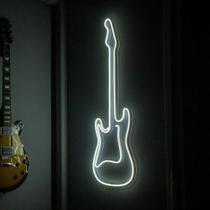 Painel Luminoso Criativo Guitarra Neon Led Branco Quente