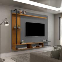 Painel Luxo Home Industrial Onix para Tv até 65 Polegadas com Nicho e Aço - Carvalho New/cinza