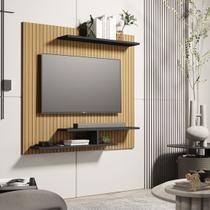 Painel Luxo Para TV até 32 P Osterr com Prateleiras Cor Ripado / Preto - MJM Casa dos Moveis