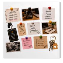 Painel Magnético De Metal Premium Para Decoração, Recados, Notas, Fotos e Souvenirs 50x50cm