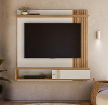 Painel Milão Flex para TV até 55” com Detalhe ripado Off White/ Nature - Peternella