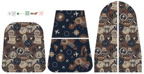 Painel Mochila 2 Bolsos Estampa Viagem Marinho - Sintético Doll