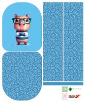 Painel Mochila Média Capivara Azul - Sintético Doll Estampado