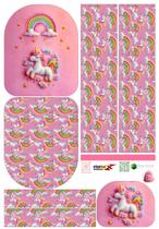 Painel Mochila Média Unicórnio Com Bolso - Dzen Sintético Doll Estampado