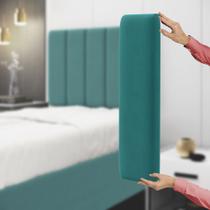 Painel Modulado Nashira 60x20 Cm / Z-016 Sued Azul Turquesa Painel Modulado Nashira 60x20 Cm / Z-016 Sued Azul Turquesa