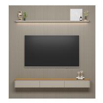 Painel Modular Ripado 2,60m com Nicho Curvo e Prateleira Led Linea Brasil