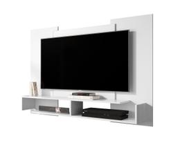 Painel Mônaco Apoio Suporte para Televisões de até 42 Polegadas com Prateleira e Nichos para Decoração e Organização com Design Moderno Branco