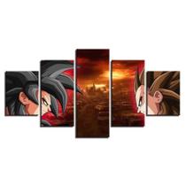 Painel Mosaico 5 Partes Para Sala Dragon Ballz Goku X Vegeta