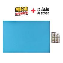 Painel Mural de Fotos e Recados 40x60 cm + 12 Imãs azul
