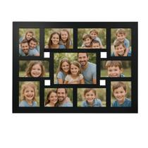 Painel Mural de Fotos em MDF para Parede Quadro Decorativo 11 Fotos Preto ou Madeira