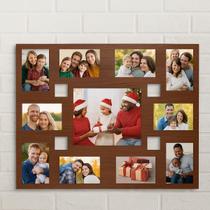 Painel Mural de Fotos em MDF para Parede Quadro Decorativo 11 Fotos Preto ou Madeira