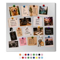 Painel Mural Magnético 50x50cm Para Decoração Fotos Organização Quarto Comodos Com 48 Imãs