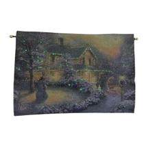 Painel Natalino Com Leds 65x45cm Tecido Gobelim Boneco de Neve