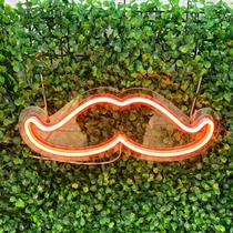 Painel Neon Bigode Moustache Barbearia Iluminação 32 Cm Painel Neon Bigode Moustache Barbearia Iluminação 32 Cm