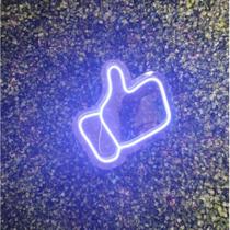 Painel Neon Joinha Like Facebook Azul 35cm