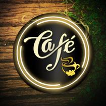 Painel Neon Led Café Preto Desenho Aplique Cafeteria Gourmet