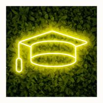 Painel Neon Led Chapeu de formatura universitário Festa