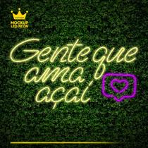 Painel Neon Led em Acrílico Personalizado - Gente que ama açaí 0,60 x 0,37cm