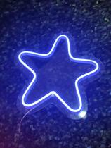 Painel Neon LED Estrela 25cm Acrílico - ul/Quente/Frio
