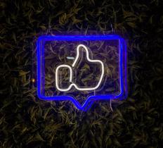 Painel Neon Led Like Facebook Azul 30 Cm