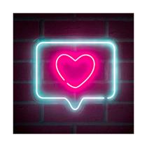 Painel Neon Led Like Instagram iluminação Branco e rosa 30cm