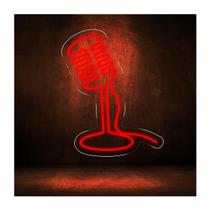 Painel Neon Led Microfone Decoração Luminoso Podcast Painel Neon Led Microfone Decoração Luminoso Podcast