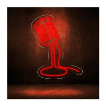 Painel Neon Led Microfone Decoração Luminoso Podcast Painel Neon Led Microfone Decoração Luminoso Podcast