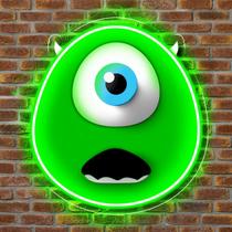 Painel Neon Led Mike Wazowski Monstros sa Decoração quarto