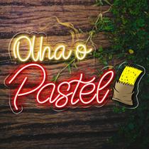 Painel Neon Led Olha o Pastel Decoração Lanchonete Salgados