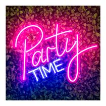 Painel Neon Led Party Time Decoração Festa Letreiro luminoso Painel Neon Led Party Time Decoração Festa Letreiro luminoso
