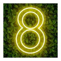 Painel Neon Numero Oito 8 Instagram Iluminação Branco 50cm