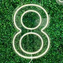 Painel Neon Numero Oito 8 Instagram Iluminação Branco 50cm Painel Neon Numero Oito 8 Instagram Iluminação Branco 50cm