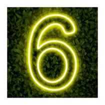 Painel Neon Numero Seis 6 Instagram Iluminação Branco 50cm