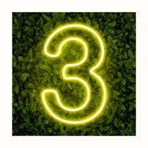 Painel Neon Numero tres 3 Instagram Iluminação 30 Cm