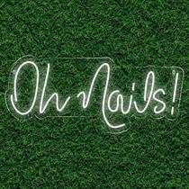 Painel Neon Oh Nails! Decoração Salão Beleza Manicure Unhas