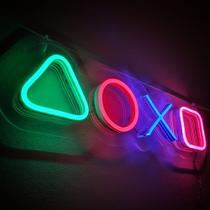 Painel Neon Playstation Iluminação 45cm Com Controle Painel Neon Playstation Iluminação 45cm Com Controle