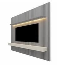Painel Nobre Com Nicho 230cm Home para TV até 85 Polegadas com LED Gelius Cor Cinza Off White Painel Nobre Com Nicho 230cm Home para TV até 85 Polegadas com LED Gelius Cor Cinza Off White