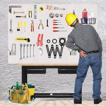 Painel Organizador Ferramentas Eucatex Perfurado 180cm 60 Ganchos